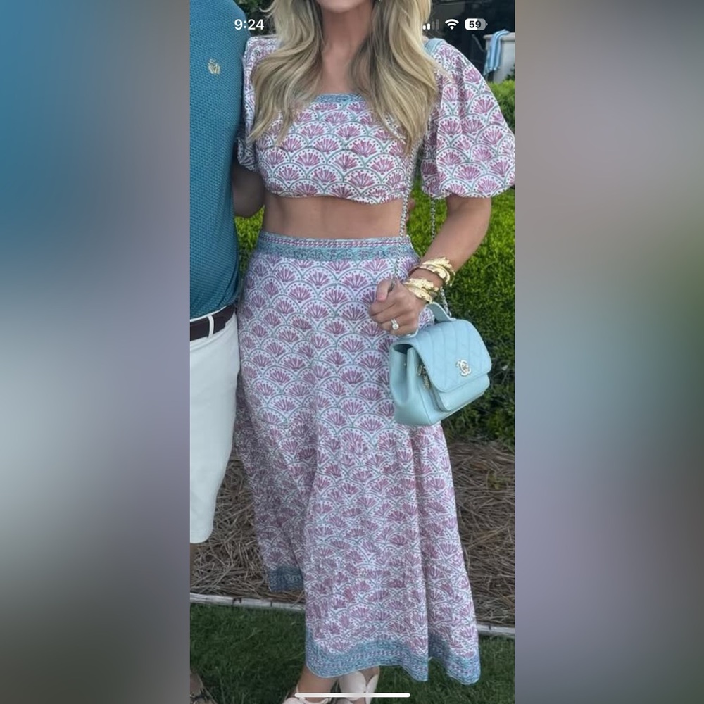 Victoria Dunn Pink and Blue Maxi Dress